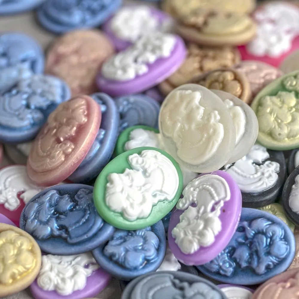 кабошон акриловый "камея", цветовой микс, 13х18 мм