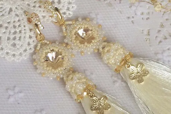 Серьги-кисти "Сливочные"