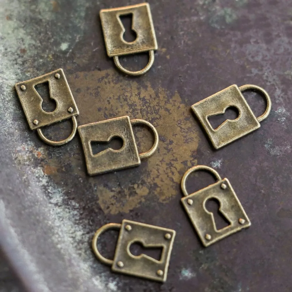 подвеска металлическая "замок", цвет античная бронза, 15x11x1 мм