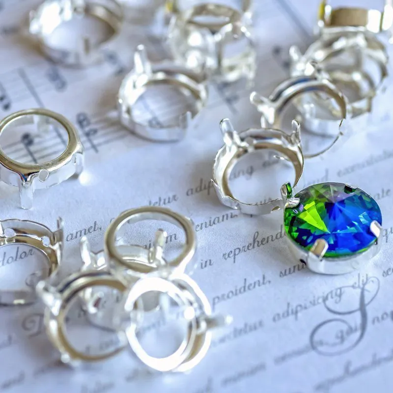 цапы для стразов круглые, открытые, серебро, 12 мм