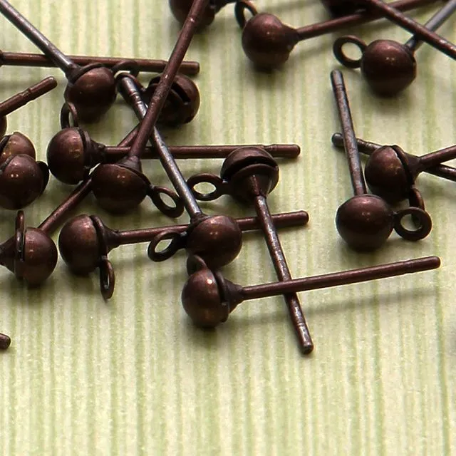 пуссеты "шарик", цвет красная медь, 12х3 мм