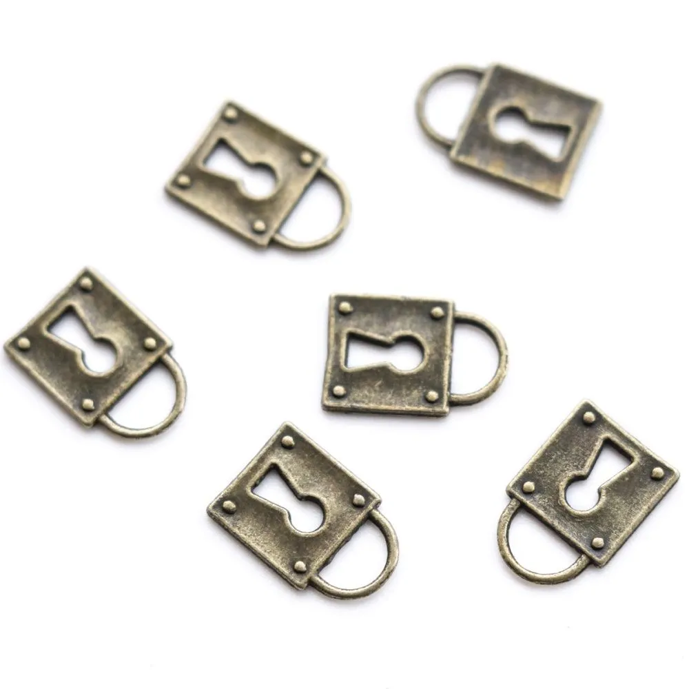 подвеска металлическая "замок", цвет античная бронза, 15x11x1 мм