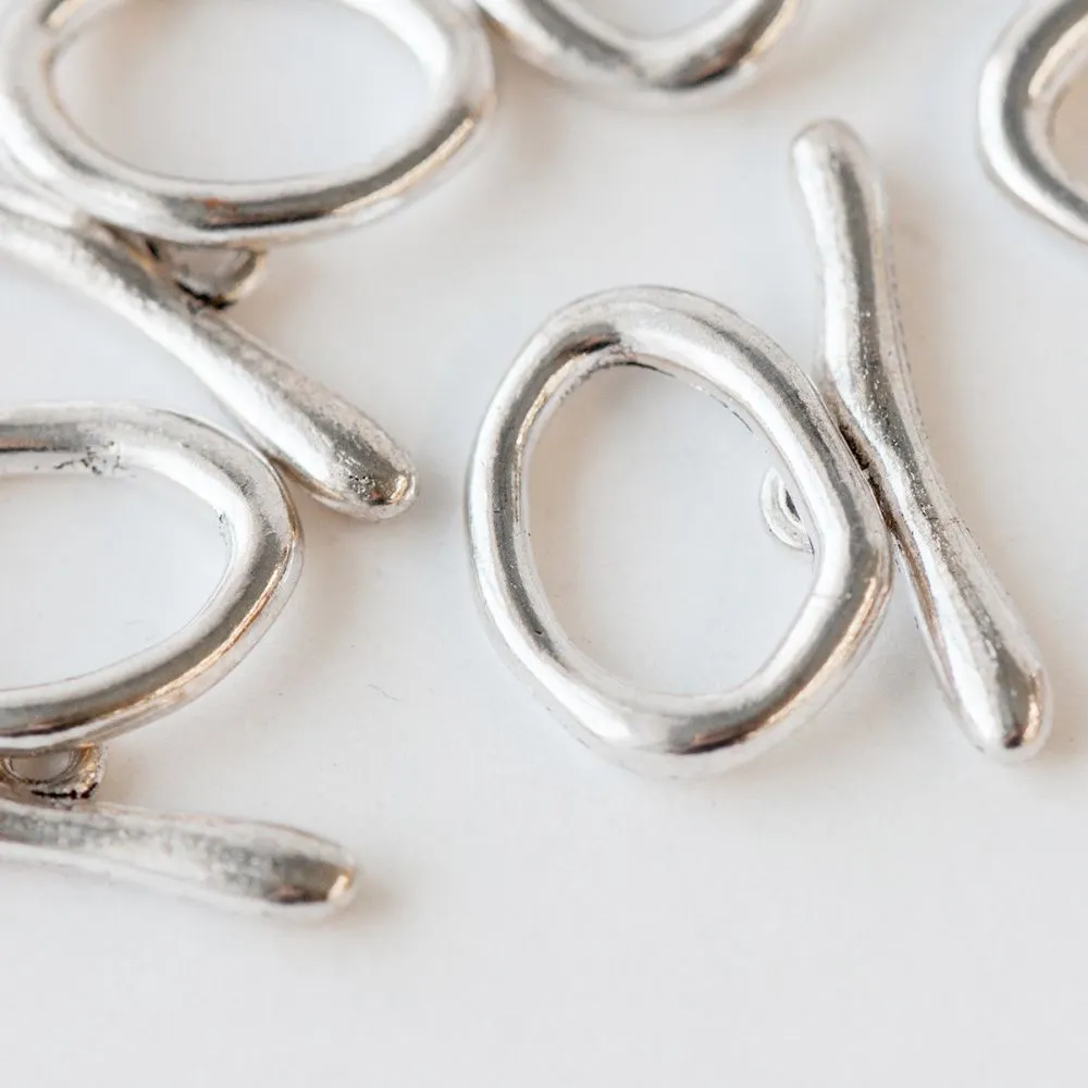 Замочки тоггл "обруч", цвет античное серебро, 21х16х3 мм