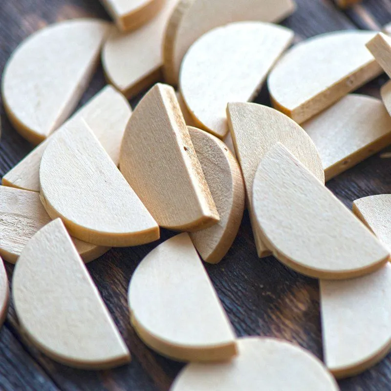 бусина дерево, полукруг, цвет натуральный, 30x15x5 мм