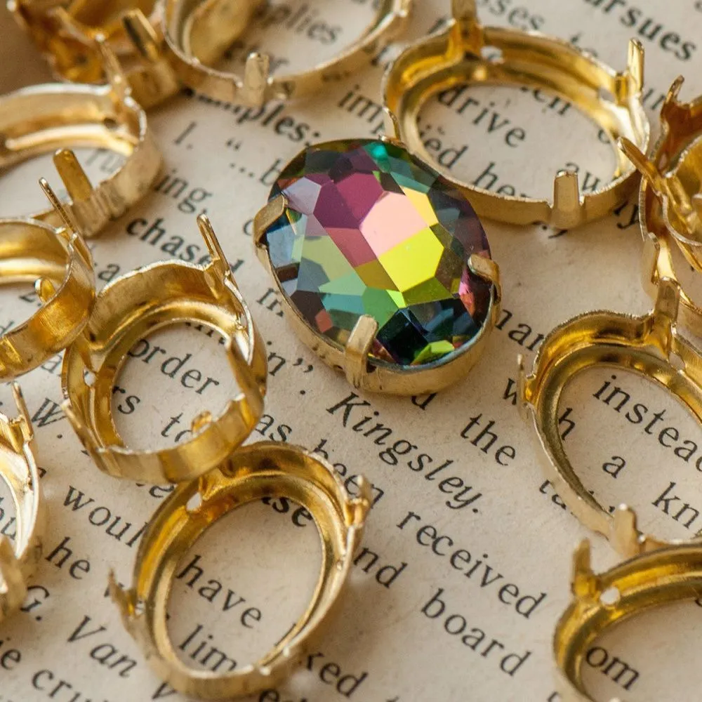 цапы для стразов овальные, открытые, цвет золото, 18х13 мм