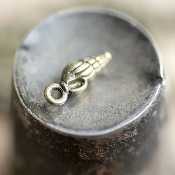 подвеска металлическая "ракушка", цвет античная бронза, 14x5x4 мм