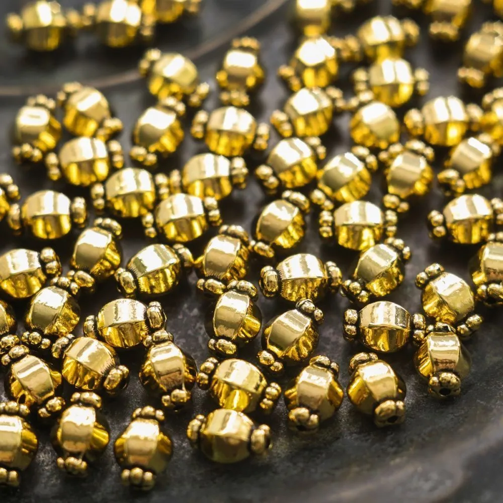 бусина, металл "бонбон", цвет античное золото, 10х7 мм