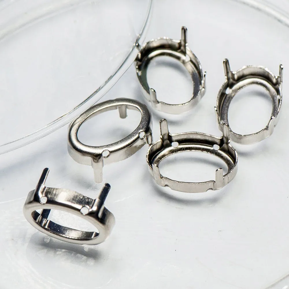 цапы для стразов овальные, открытые, цвет платина, 16х13 мм