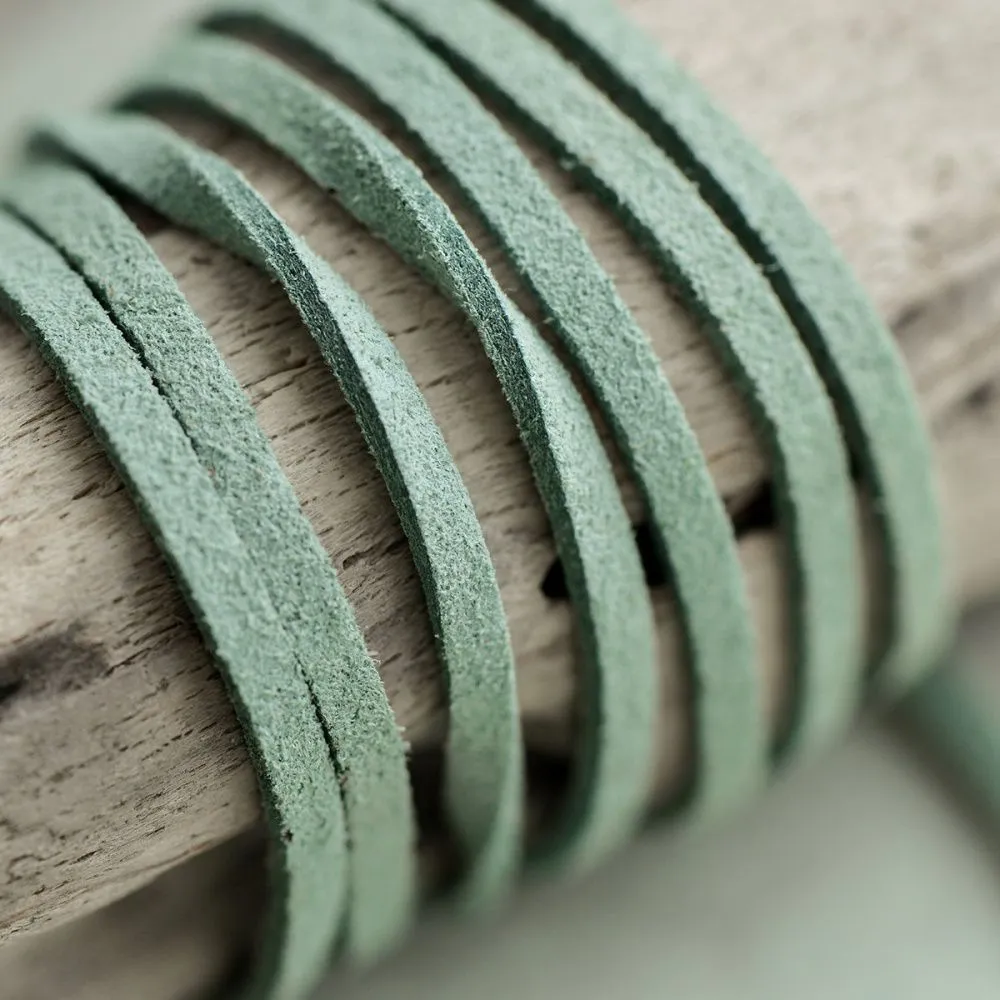 шнур из искусственной замши, грязный зелено-голубой, 3х1.4 мм