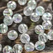 Бусина, акрил 8, граненая, цвет прозрачный радужный, 8 мм