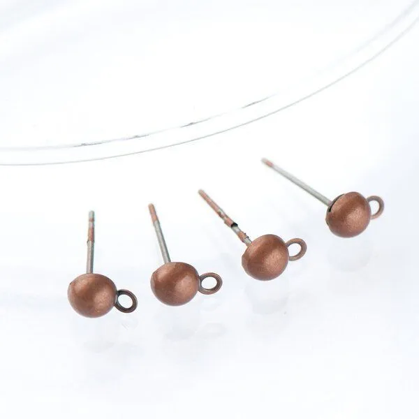 пуссеты "шарик", цвет красная медь, 12х4,5 мм