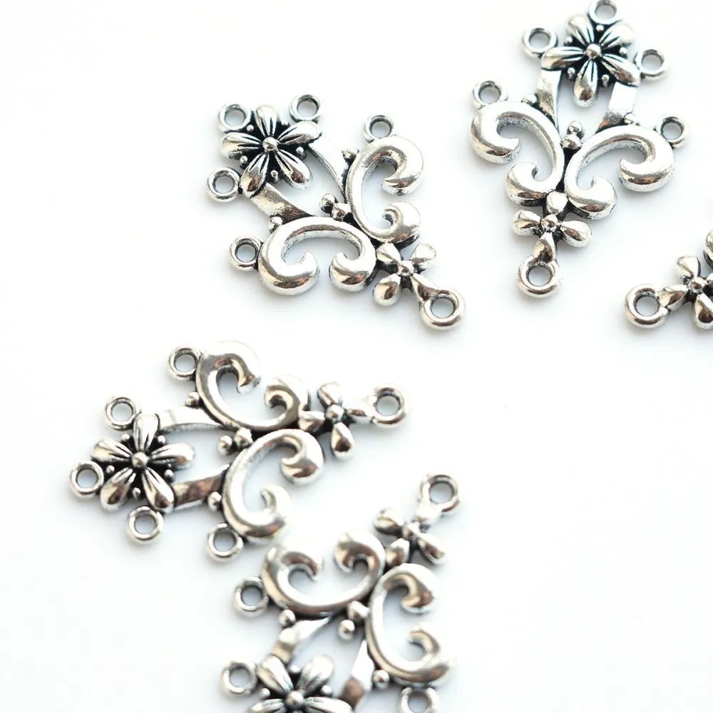 коннектор "кончетта", цвет античное серебро, 35x24x2 мм