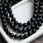 Бусина, стекло 10, матовая, цвет черный, 10 мм