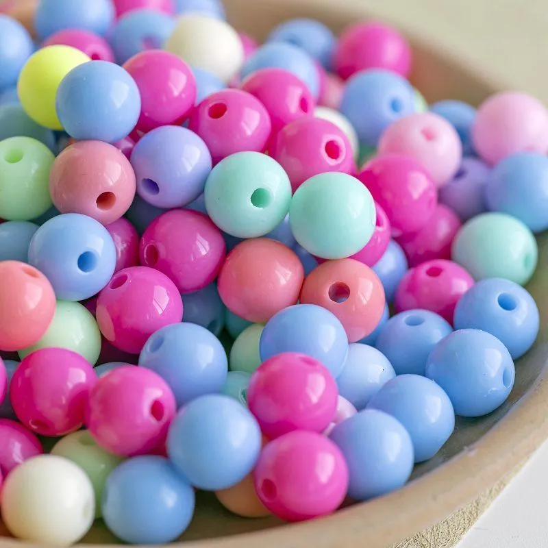 бусина, акрил "пастель", цветовой микс, 10х9 мм