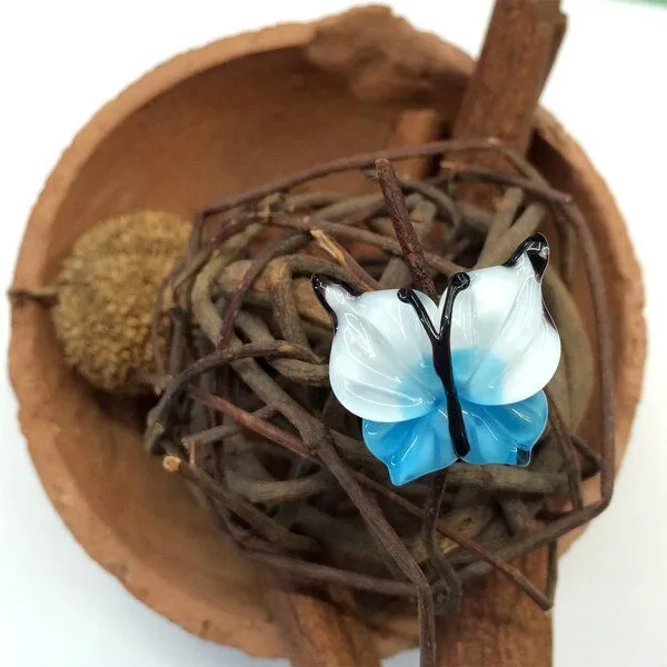 бусина, мурано "бабочка", фигурная, голубой, 20х20 мм