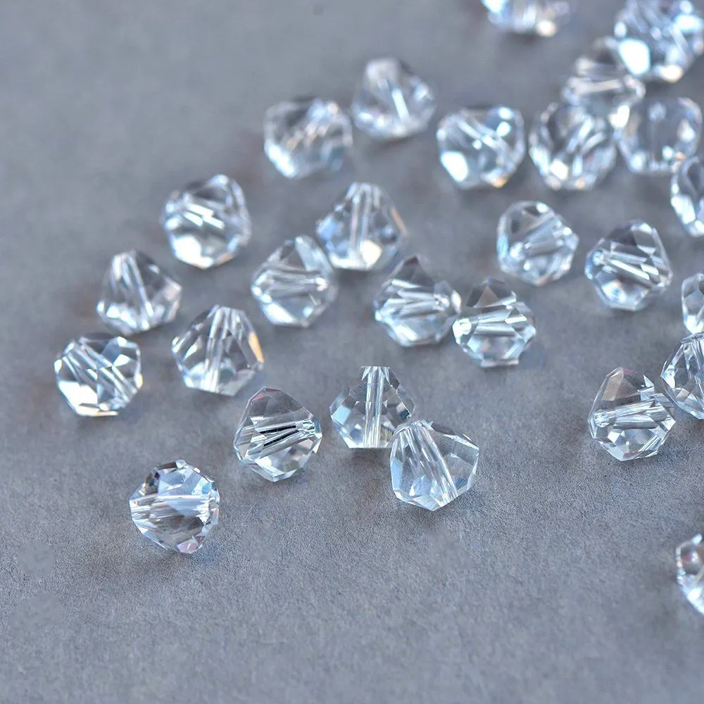 бусина, стекло "яблоко" 9, граненая, цвет прозрачный, 9х9 мм