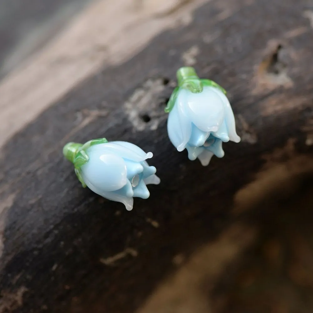 бусина, мурано "колокольчик", фигурная, голубой, 17х14 мм