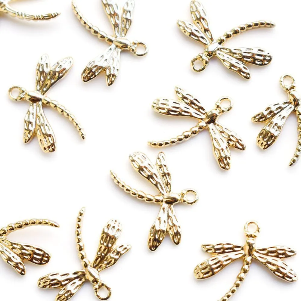 подвеска металл "стрекоза", позолота, 20x23.5x2.5 мм
