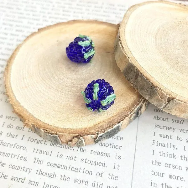 бусина, мурано "малинка", синий, 15х12 мм