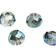 Бусина, стекло абакус 4, граненая, цвет бирюзовый радужный, 4x3 мм (уп 50+/-10 шт)