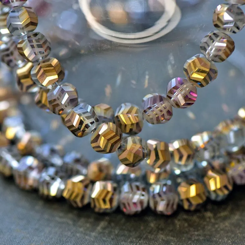 бусина "зигзаг", стекло, цвет золото радужный, 10x9x8.5 мм