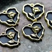 Подвеска металлическая "Рози-Харт", эмаль, цвет св.золото/черный, 20x21x4 мм