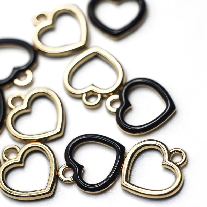 подвеска металлическая "сердечко", эмаль, цвет черный, 14x13x1.6 мм