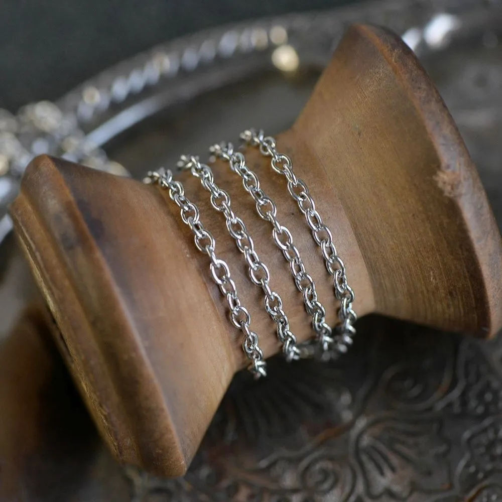 цепочка "кросс", цвет платина, звено 3x2x0.5 мм