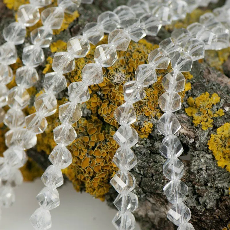 бусина, стекло "яблоко" 8, граненая, цвет прозрачный, 8х8 мм