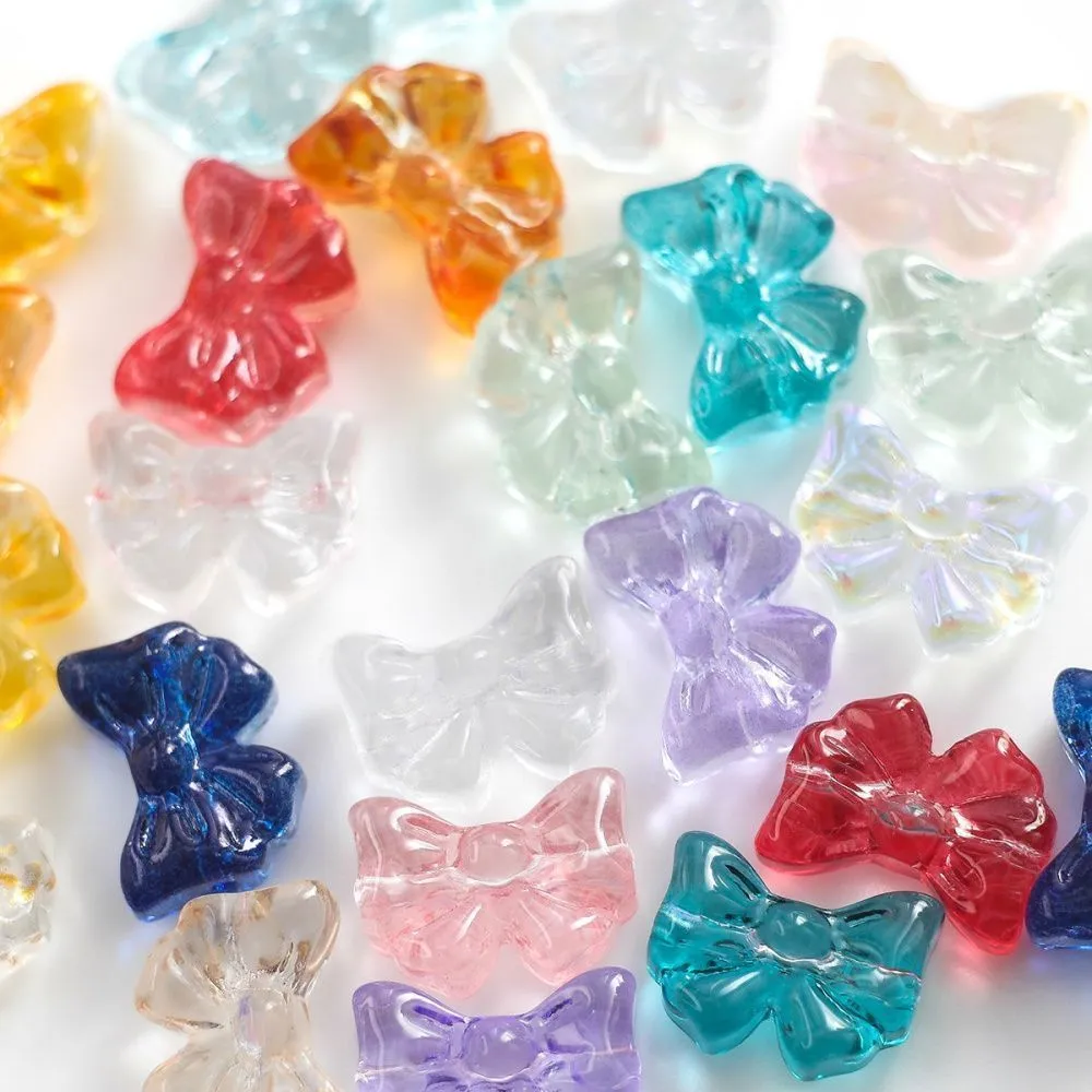 бусина "бант", стекло, цветовой микс, 14x10x5.5 мм