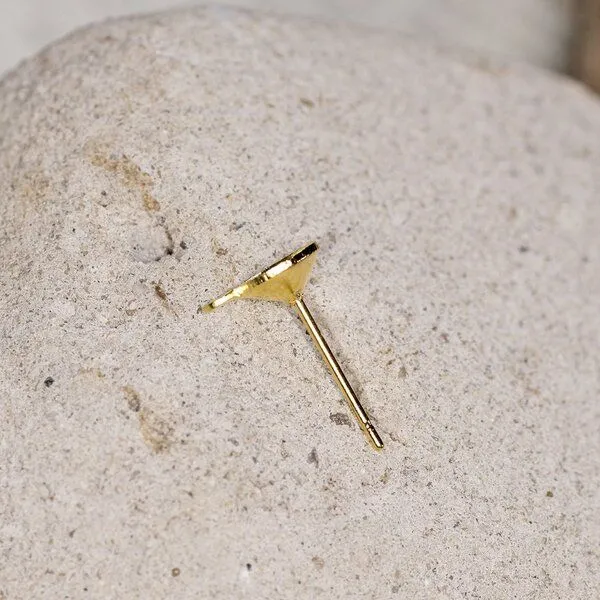 пуссеты "раунд", место для стразов, золото, 14х0.8