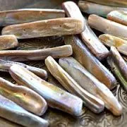 Бусина из ракушки, "Багет", цвет светло-коричневый, размерный микс