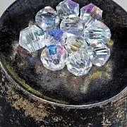Бусина, стекло биконус, цвет прозрачный радужный, 4.5 мм (уп.30+/-5 шт)