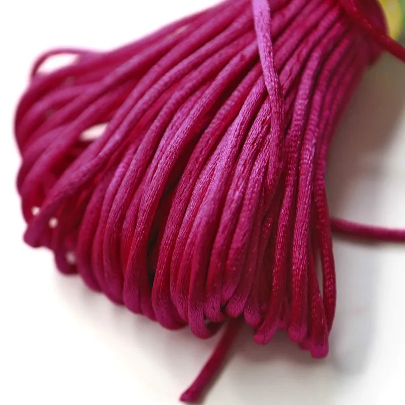 шнур атласный, цвет фуксия, 2 мм, уп 20 м