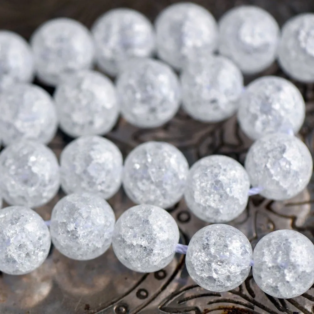 бусина, стекло "кракле", цвет молочный непрозрачный, 10 мм