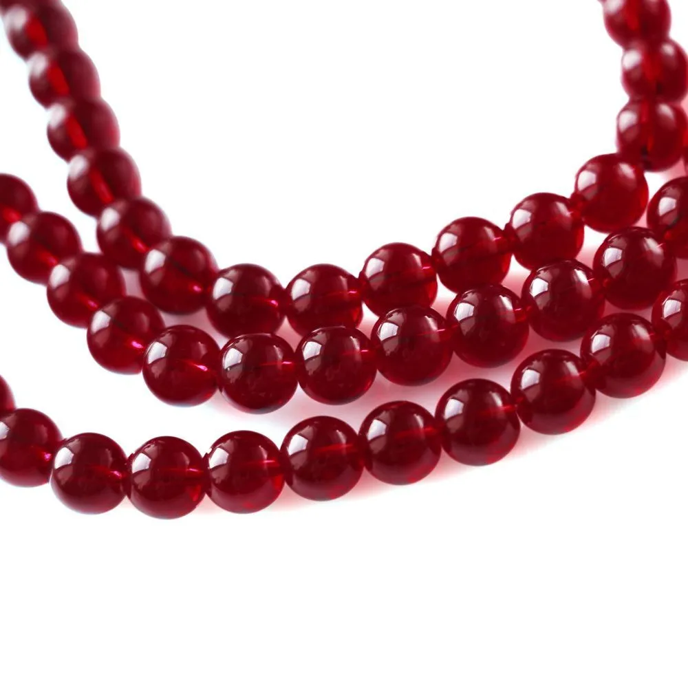 бусина, стекло 10, цвет красный, 10 мм