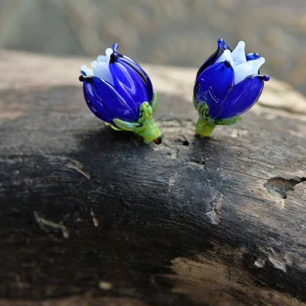 бусина, мурано "колокольчик", фигурная, темно-синий, 17х14 мм