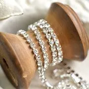 Цепочка "Стар", со стразами Cristal, цвет серебро, 3 мм, стразовая лента
