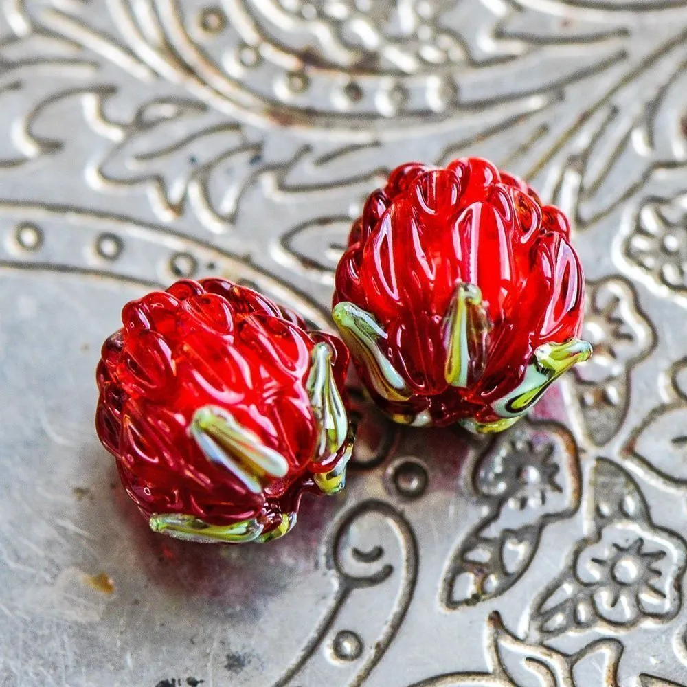 бусина, мурано "малинка", красный, 15х12 мм