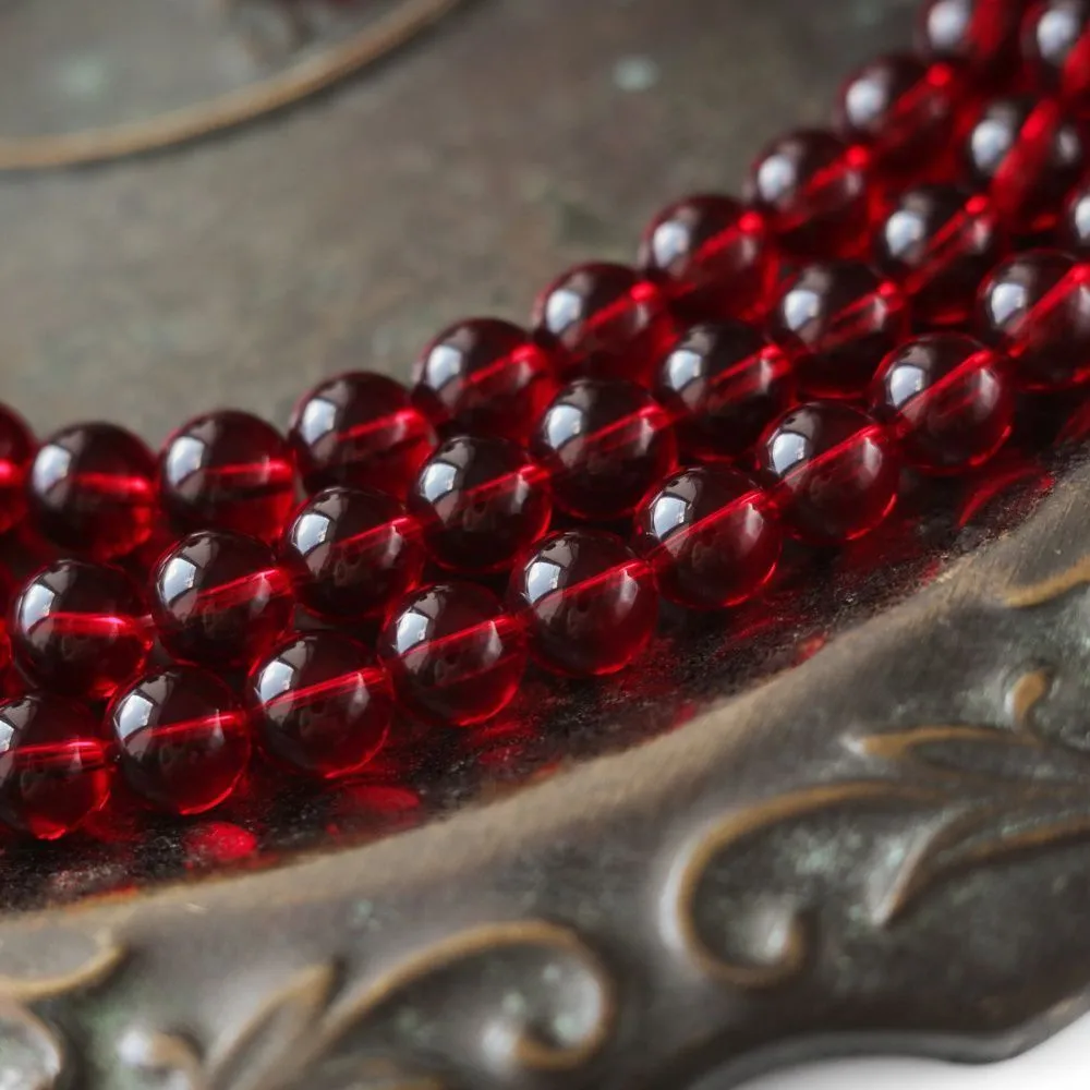 бусина, стекло 10, цвет красный, 10 мм