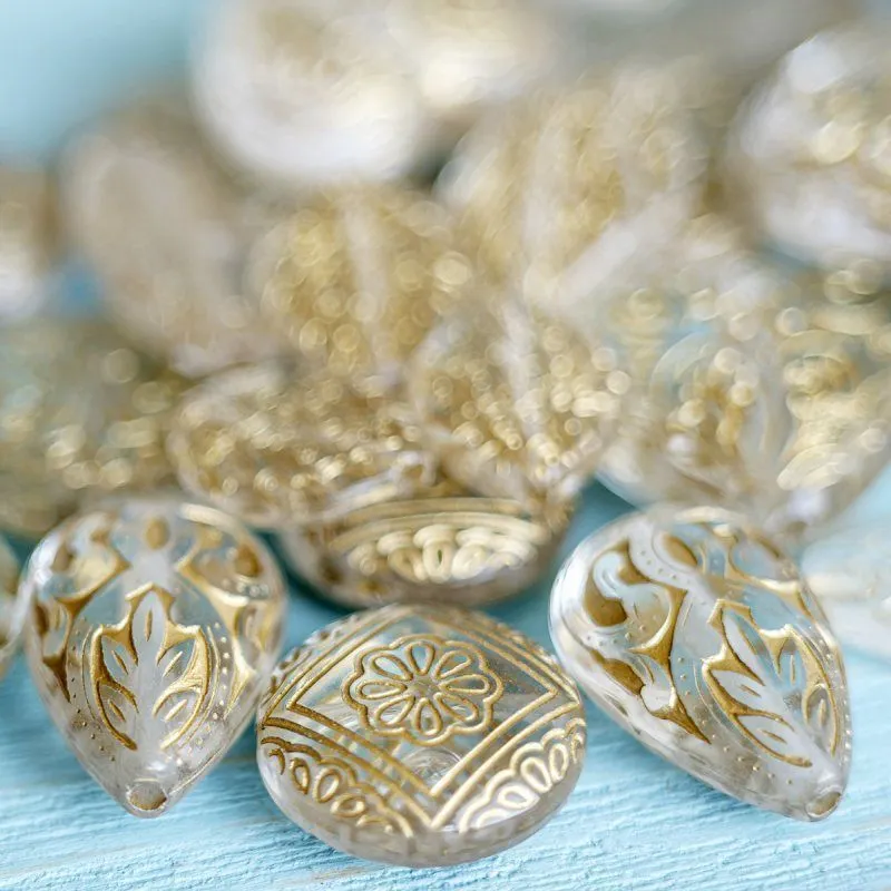 микс акриловый разной формы "золотой ажур", цвет прозрачный