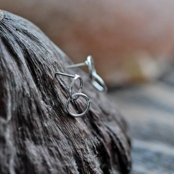 пуссеты "обручальные кольца", покрытие платиной, 14x8x1 мм