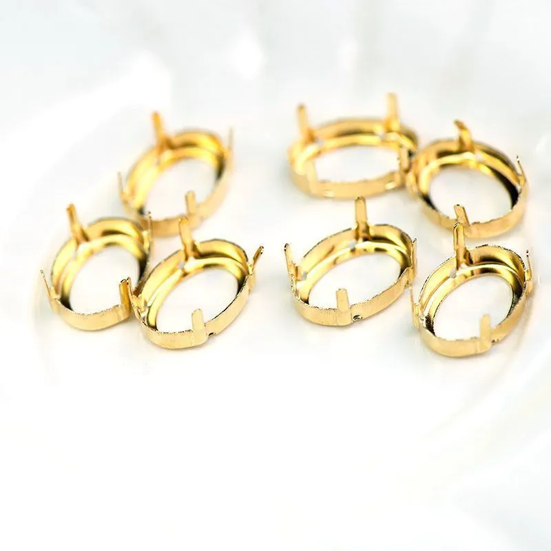 цапы для стразов овальные, открытые, цвет золото, 18х13 мм