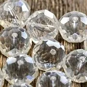 Бусина, стекло абакус 12, граненая, цвет прозрачный радужный, 12х8 мм 