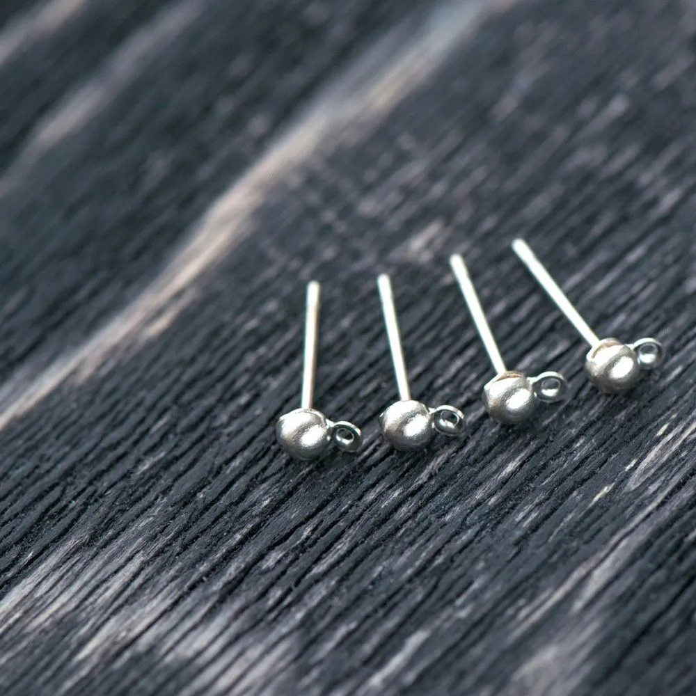 пуссеты "шарик", цвет серебро, 12х3 мм