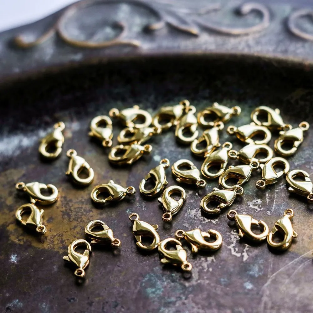 замочек-лобстер, позолота, 10x6x2.5 мм