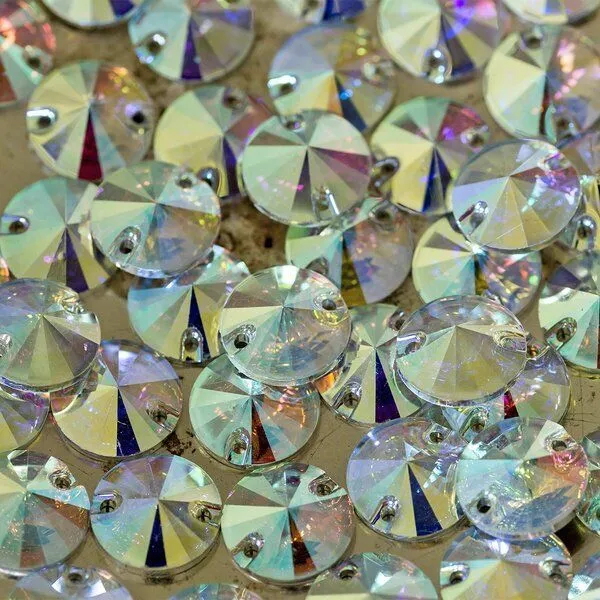 стразы пришивные rivoli, смола, бензиновые, 12 мм