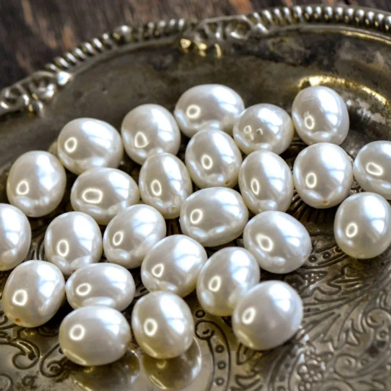 ракушечный жемчуг овальный, класс "а", цвет белый, 16x13 мм