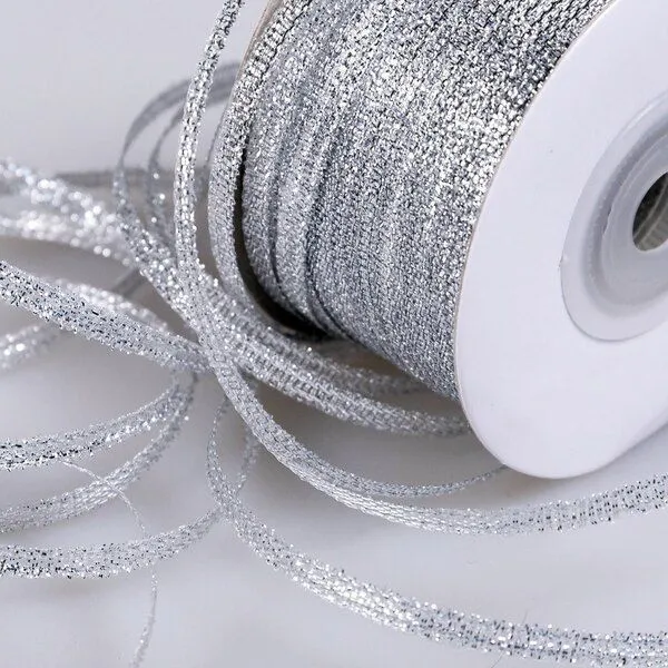 лента парчовая, цвет серебро, ширина 3 мм