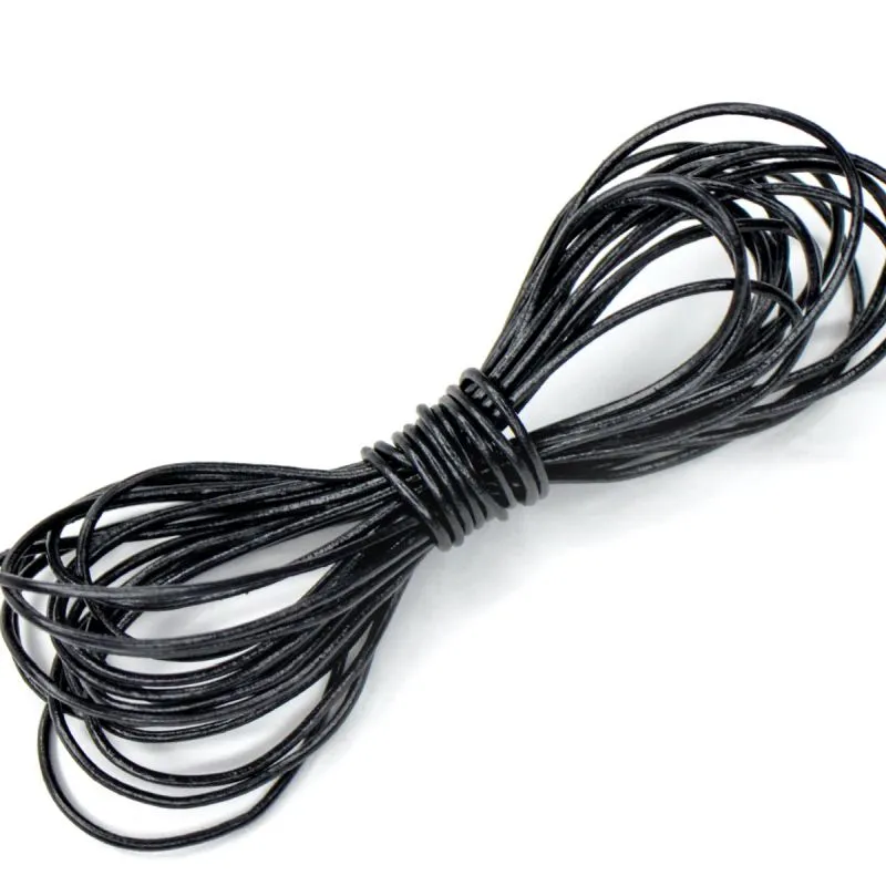 шнур кожаный, цвет черный, диаметр 1 мм